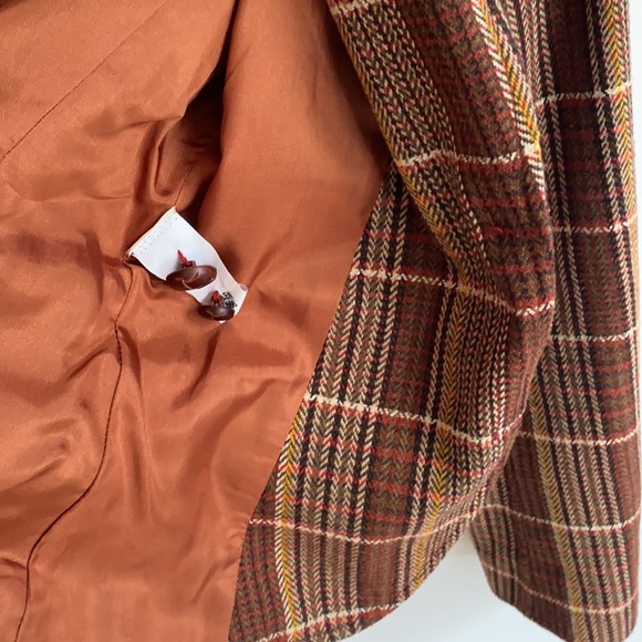 Zara Basic Brown Wool Blend Tweed Blazer with Velvet Elbow Pads, Size S - Picture 12 of 13